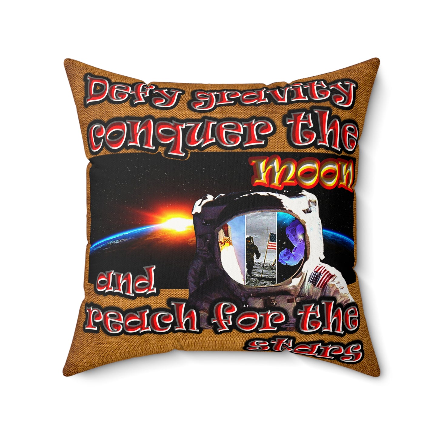 defy conquer reach - Faux Suede Square Pillow - (dichromatic brown papyrus)