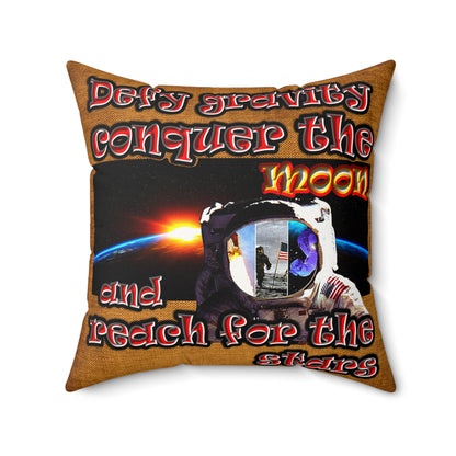 defy conquer reach - Faux Suede Square Pillow - (dichromatic brown papyrus)