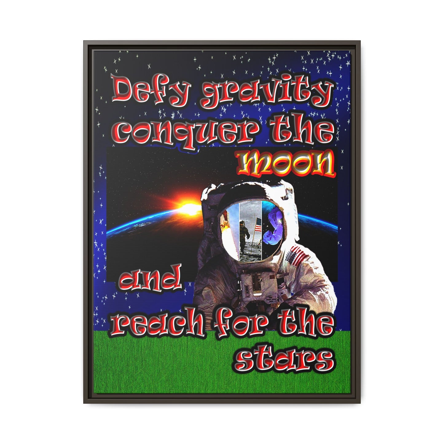 defy conquer reach - framed canvas art ('snoops' background)