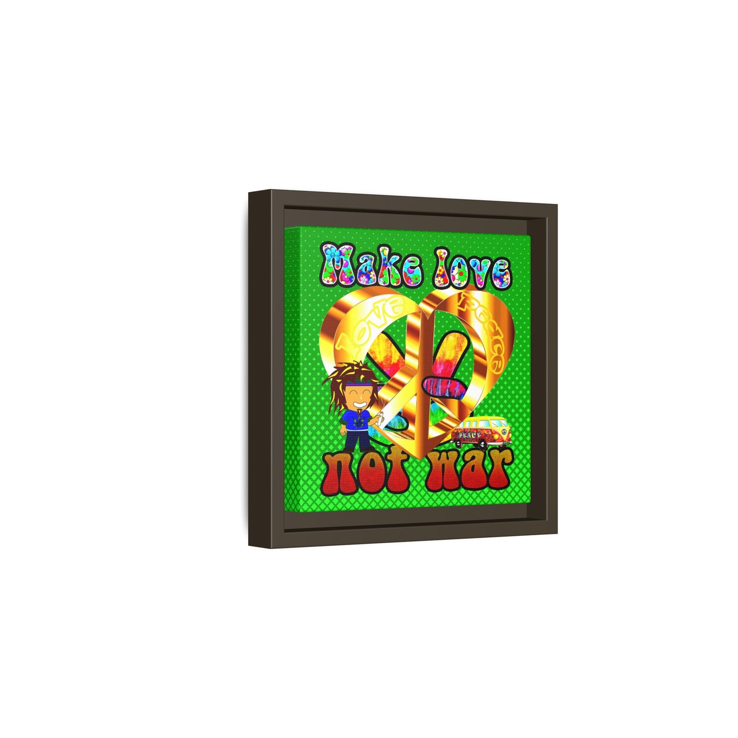 love peace - framed canvas art (logo green)