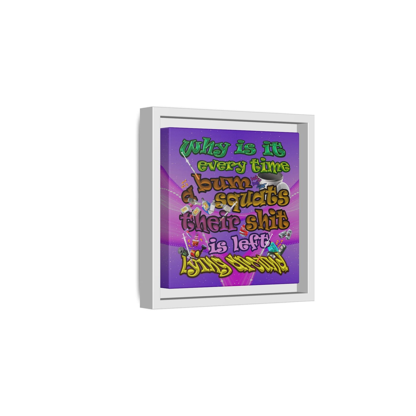 the bum's shit - framed canvas art (purple-pink wave)