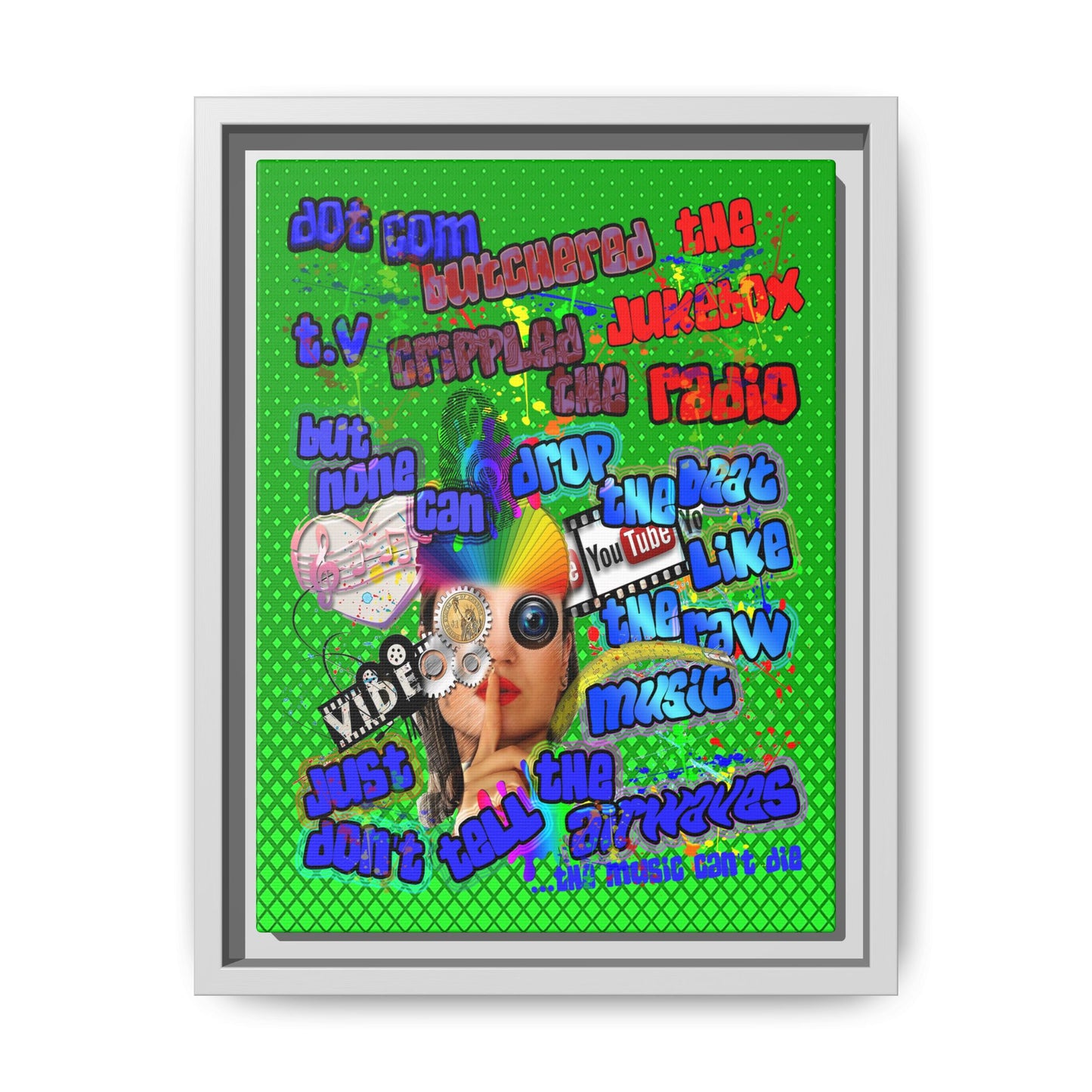 drop the beat - framed canvas art (logo green)