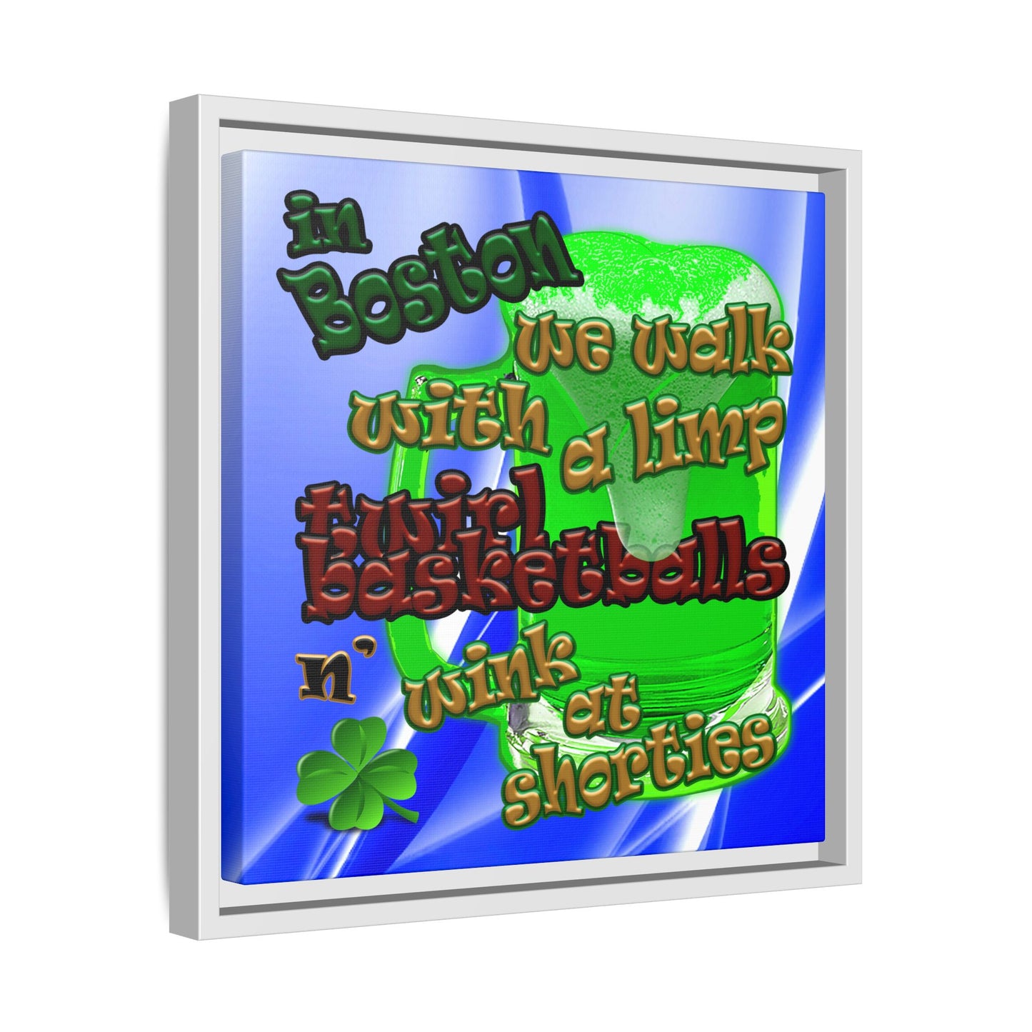 celtics logo - framed canvas art (blue-white wave)
