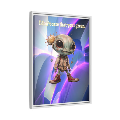 I don't care that your green - framed canvas art (grey-pink wave)