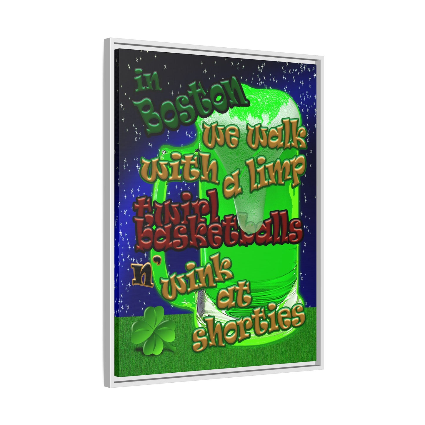 celtics logo - framed canvas art ('snoops' background)