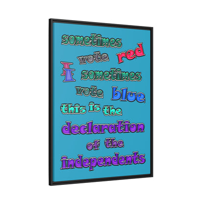declaration of the independents - framed canvas art (turquoise)