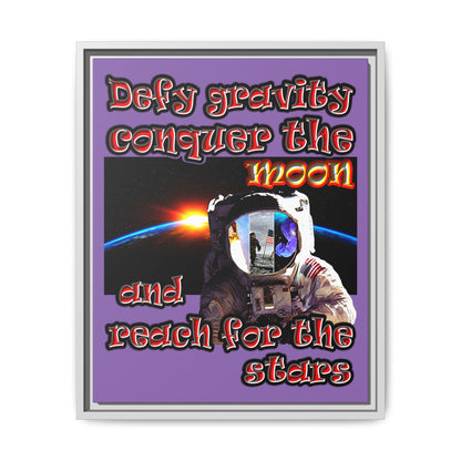 defy conquer reach - framed canvas art (light purple)