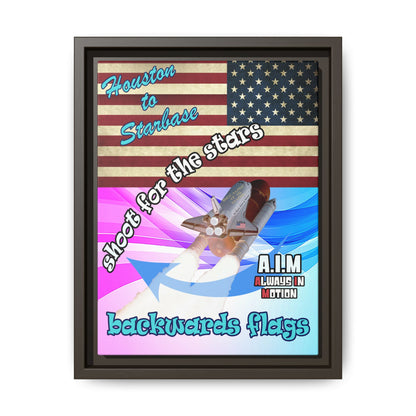 shoot for the stars - framed canvas art (light blue-pink wave)