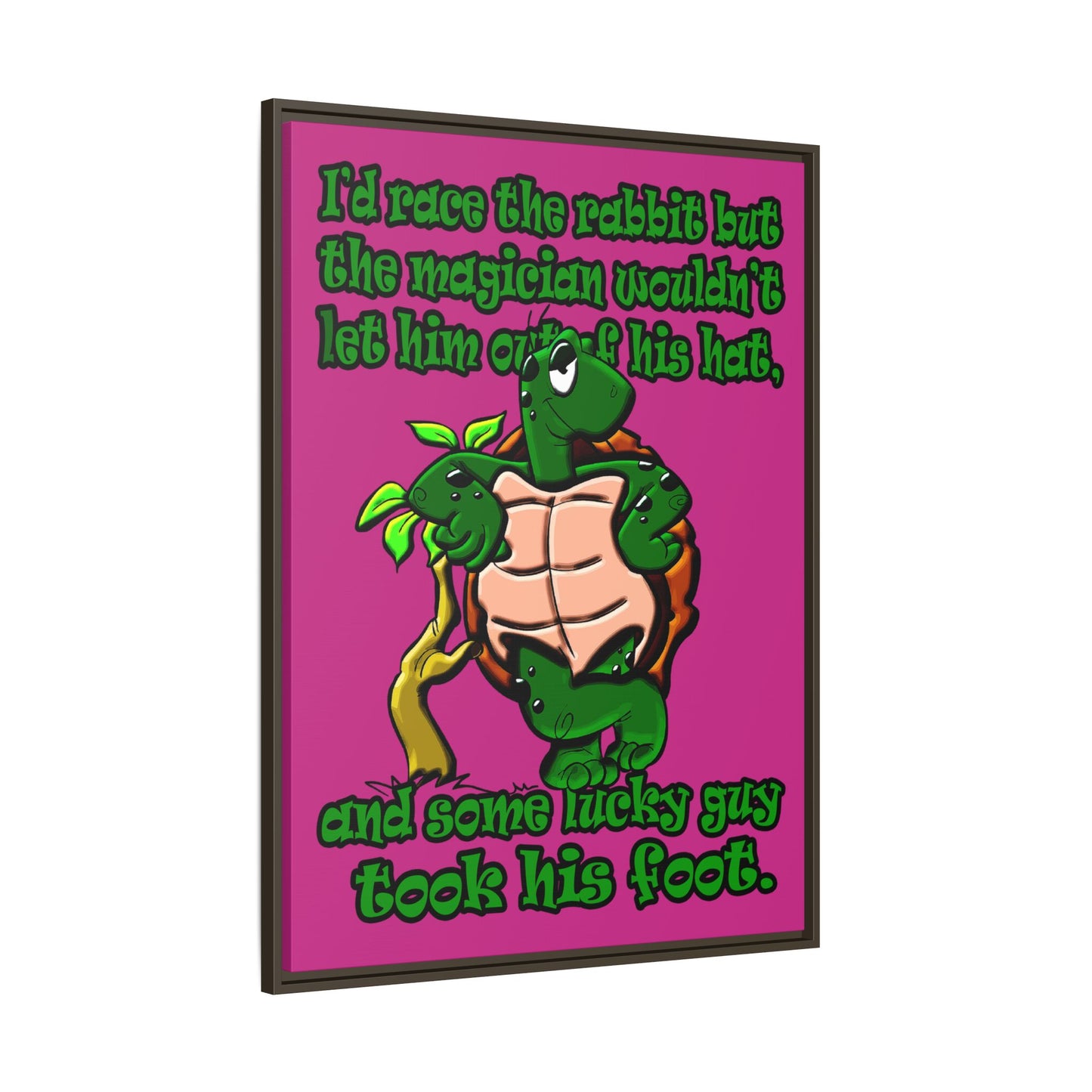 turtle race - framed canvas art (pink)