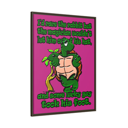 turtle race - framed canvas art (pink)
