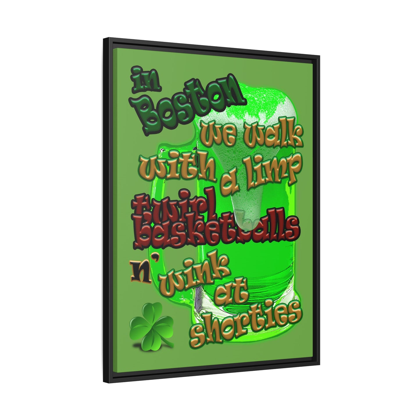 celtics logo - framed canvas art (green)
