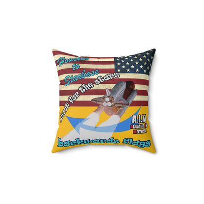 shoot for the stars - Spun Polyester Square Pillow - (yellow)