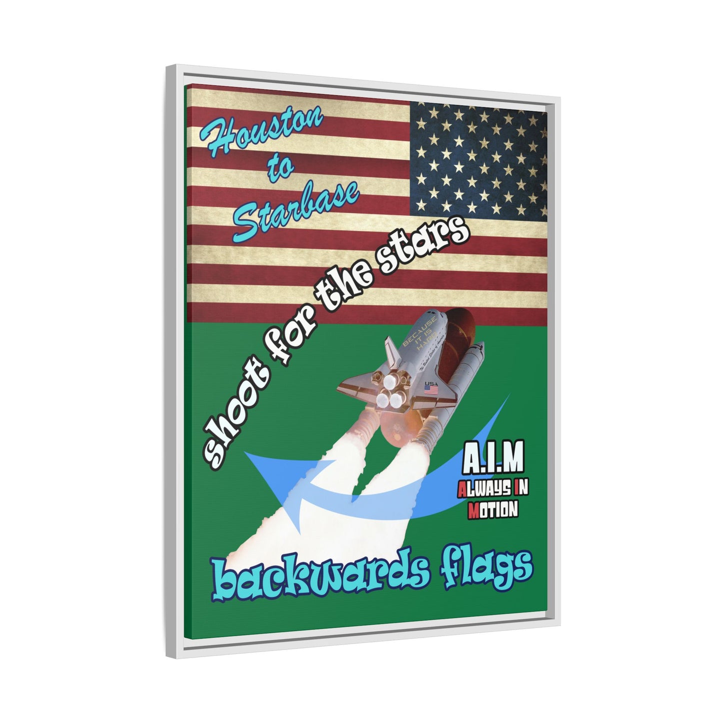 shoot for the stars - framed canvas art (dark green)