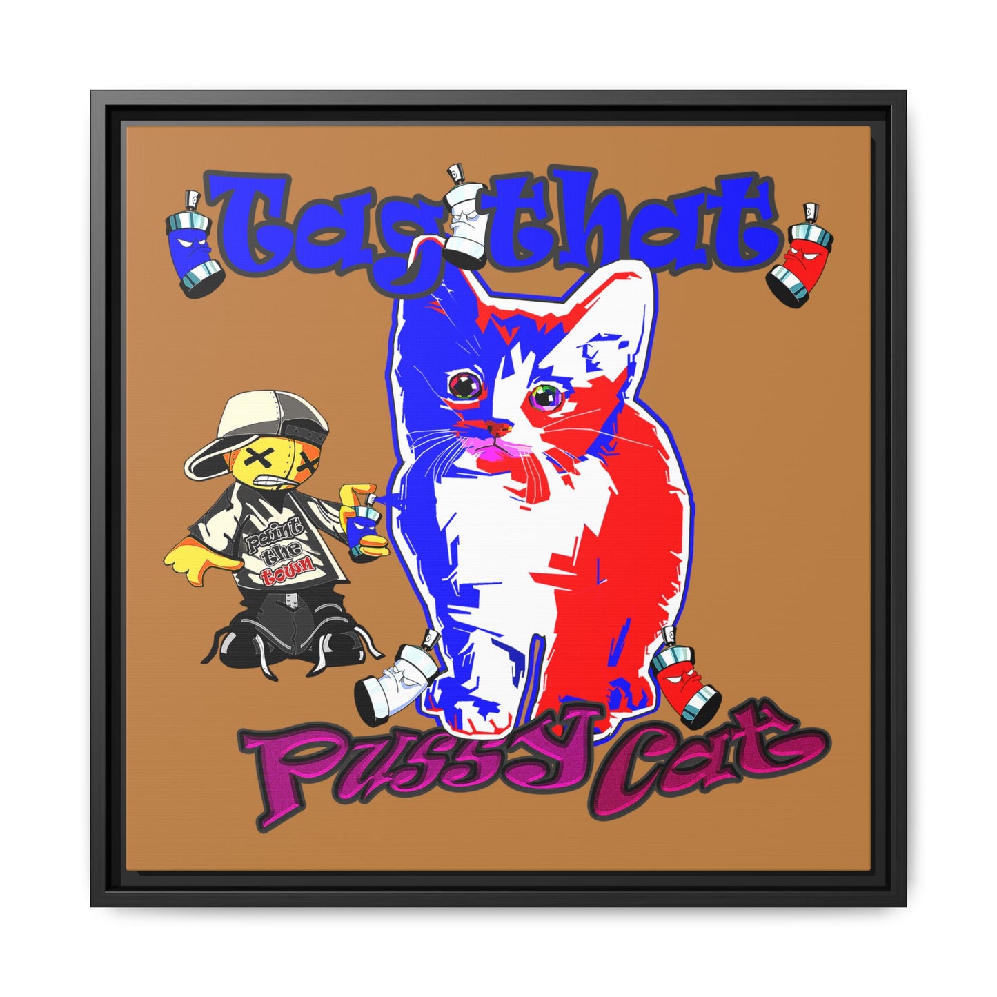 tag that - framed canvas art (light brown)