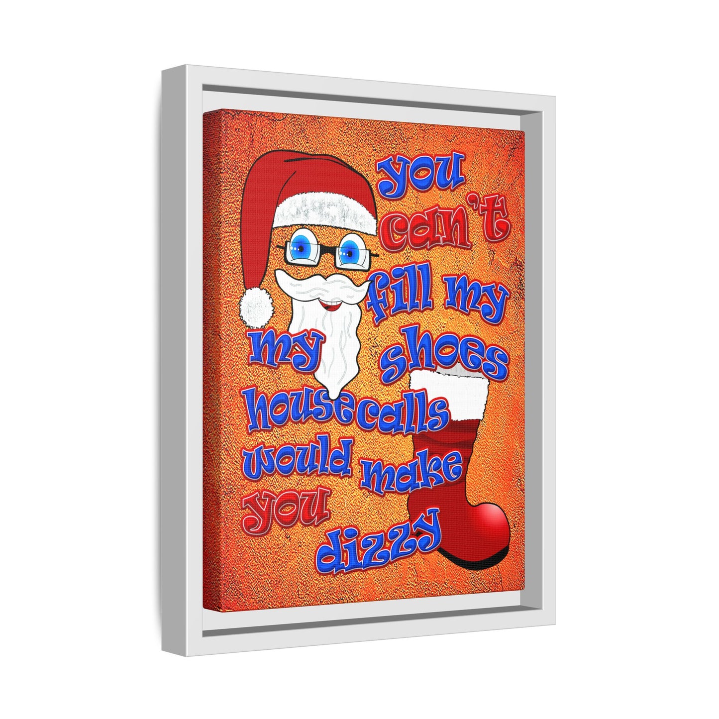 santa's shoes - framed canvas art (burnt orange)