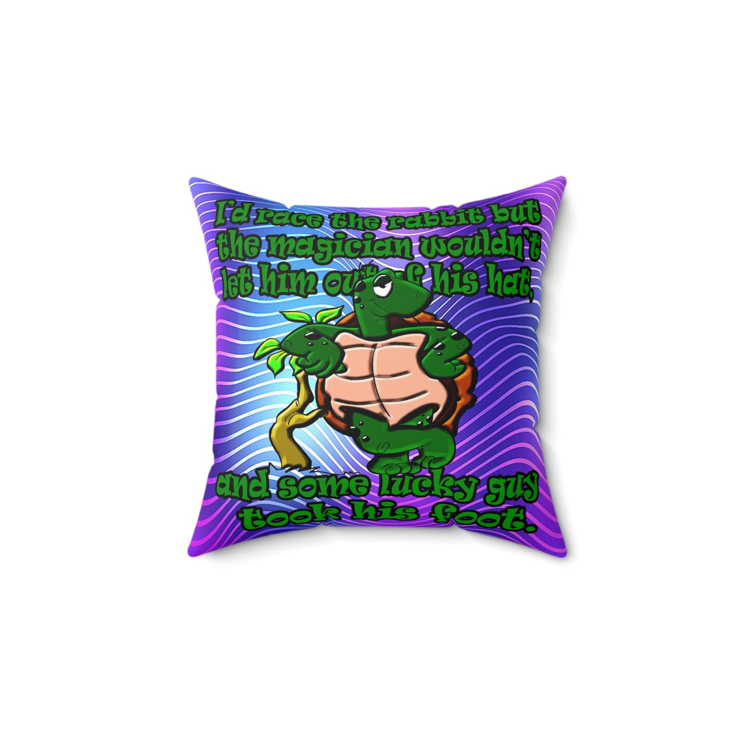 turtle race - Spun Polyester Square Pillow - (purple wave)
