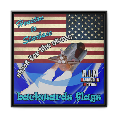shoot for the stars - framed canvas art (blue-white wave)