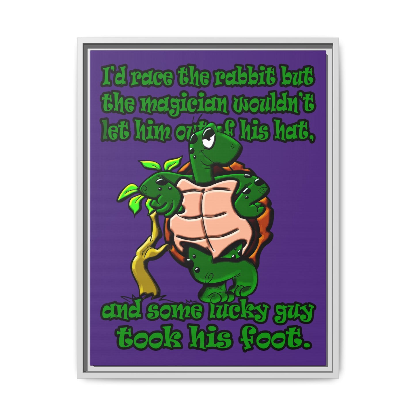 turtle race - framed canvas art (purple)