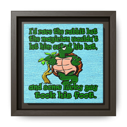 turtle race - framed canvas art (faded blue)