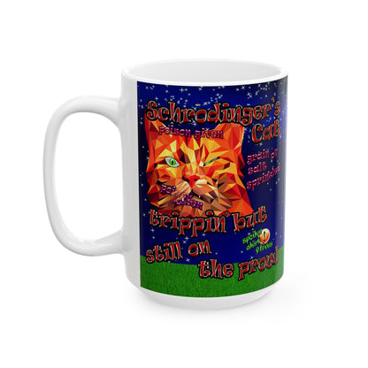 schrodinger's cat - White Mug ('snoops' background)
