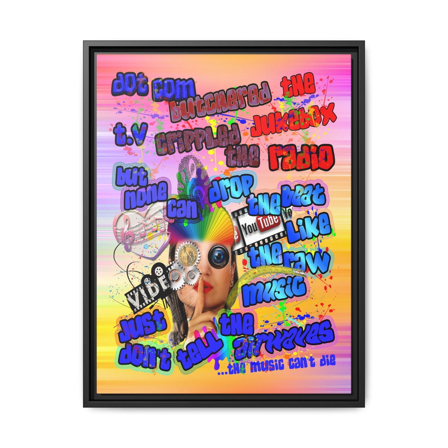 drop the beat - framed canvas art (color blur)