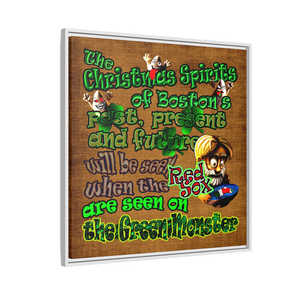 christmas spirits of boston - framed canvas art (brown papyrus)