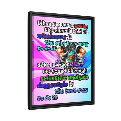 doggystyle - framed canvas art (light blue-pink wave)