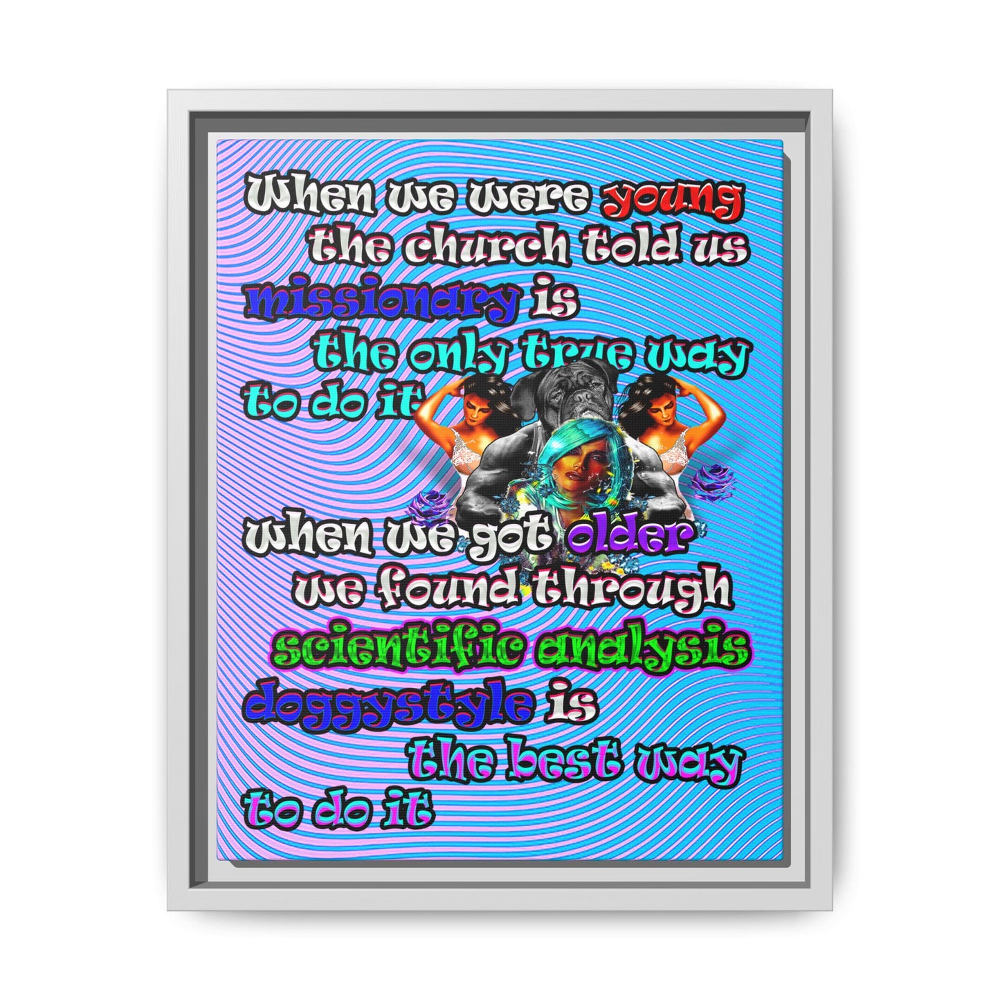 doggystyle - framed canvas art (light blue-purple wave)