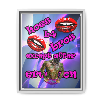 hoes b4 bros - framed canvas art (grey-pink wave)