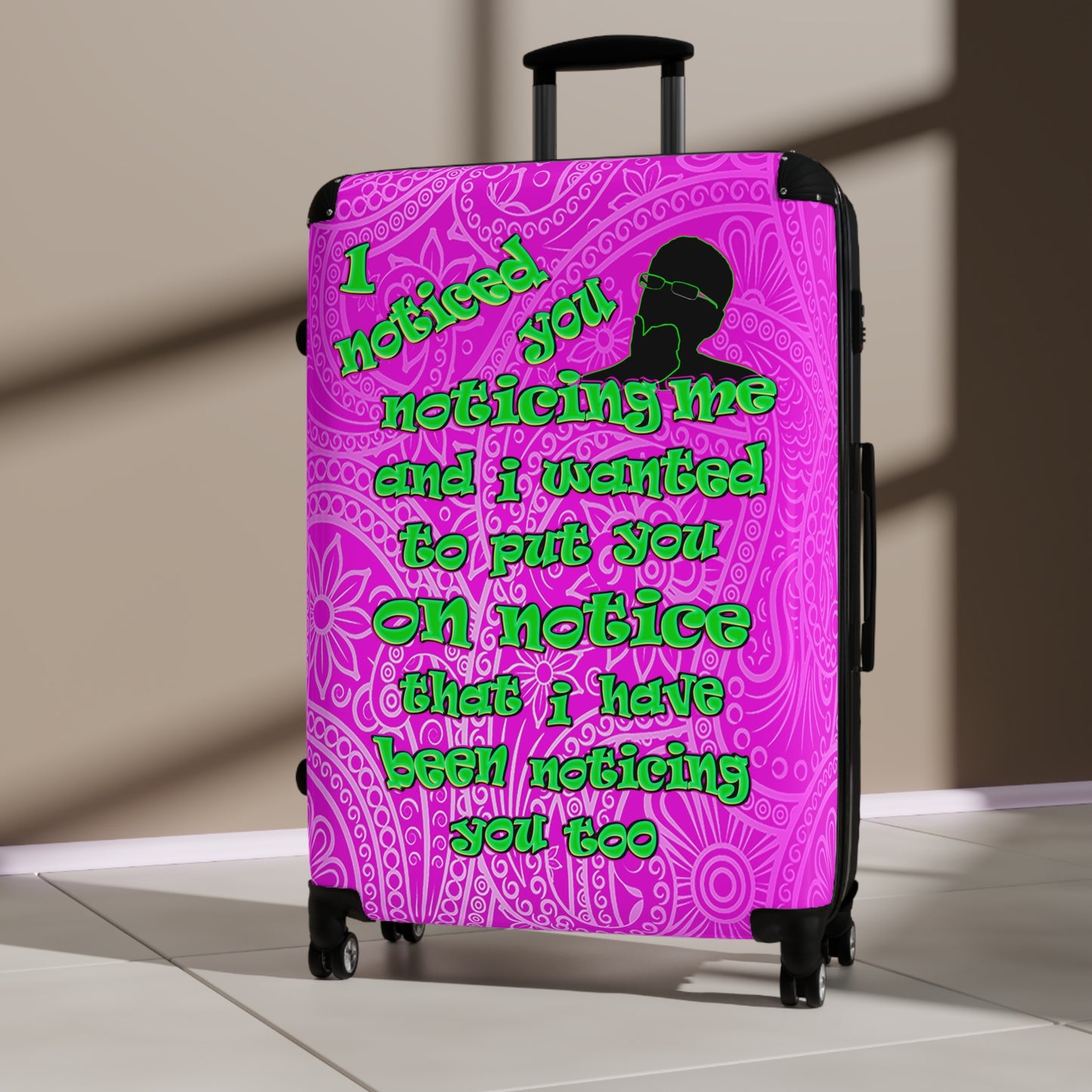 noticed you noticing - Suitcase (pink swirl)