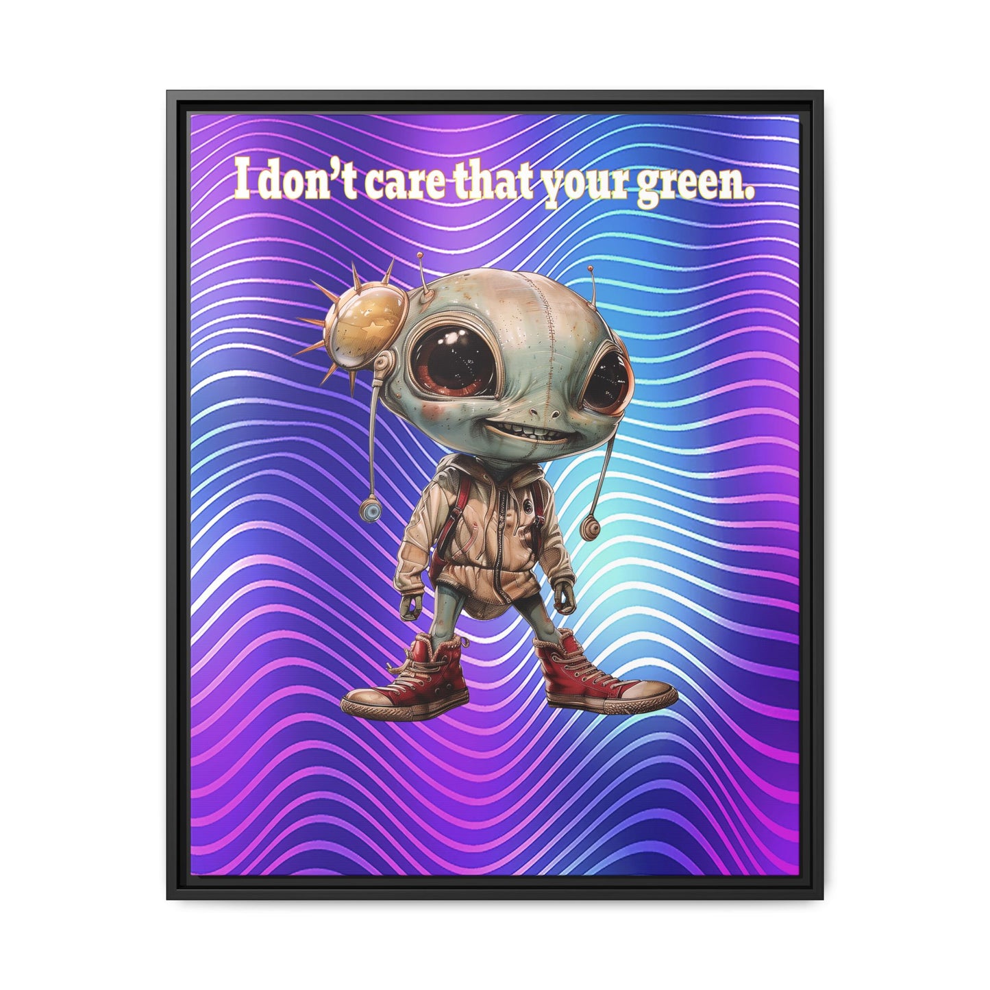 I don't care that your green - framed canvas art (purple wave)