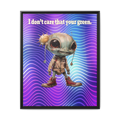 I don't care that your green - framed canvas art (purple wave)
