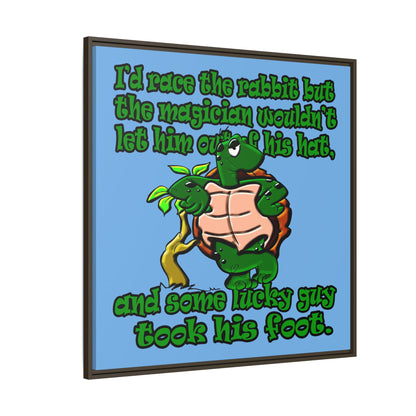 turtle race - framed canvas art (light blue)
