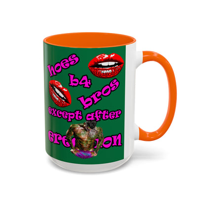 hoes b4 bros - Accent Mug (dark green)