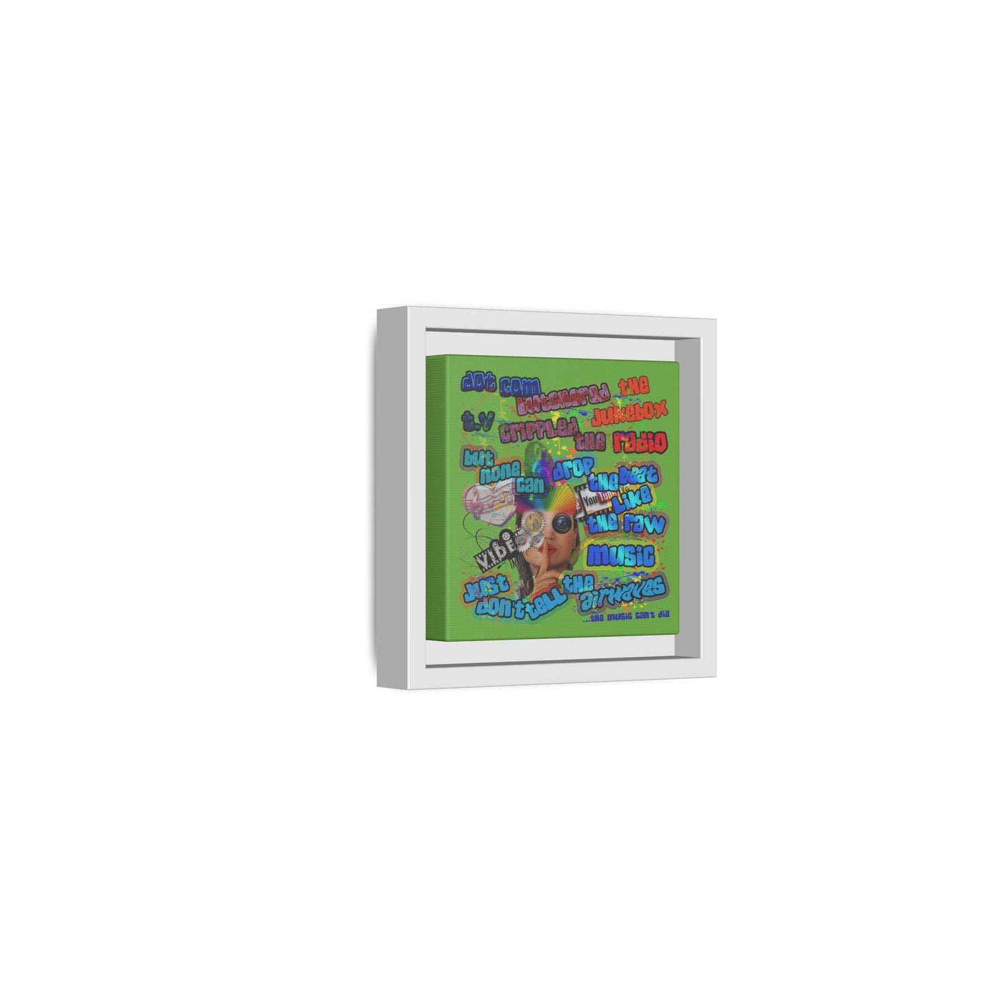 drop the beat - framed canvas art (green)