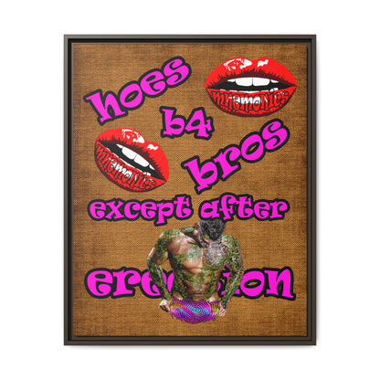 hoes b4 bros - framed canvas art (brown papyrus)