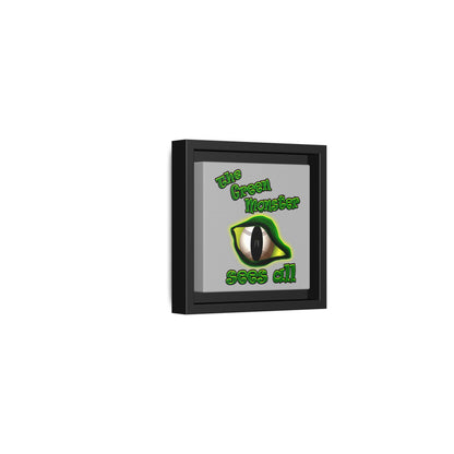 green monster - framed canvas art (light grey)