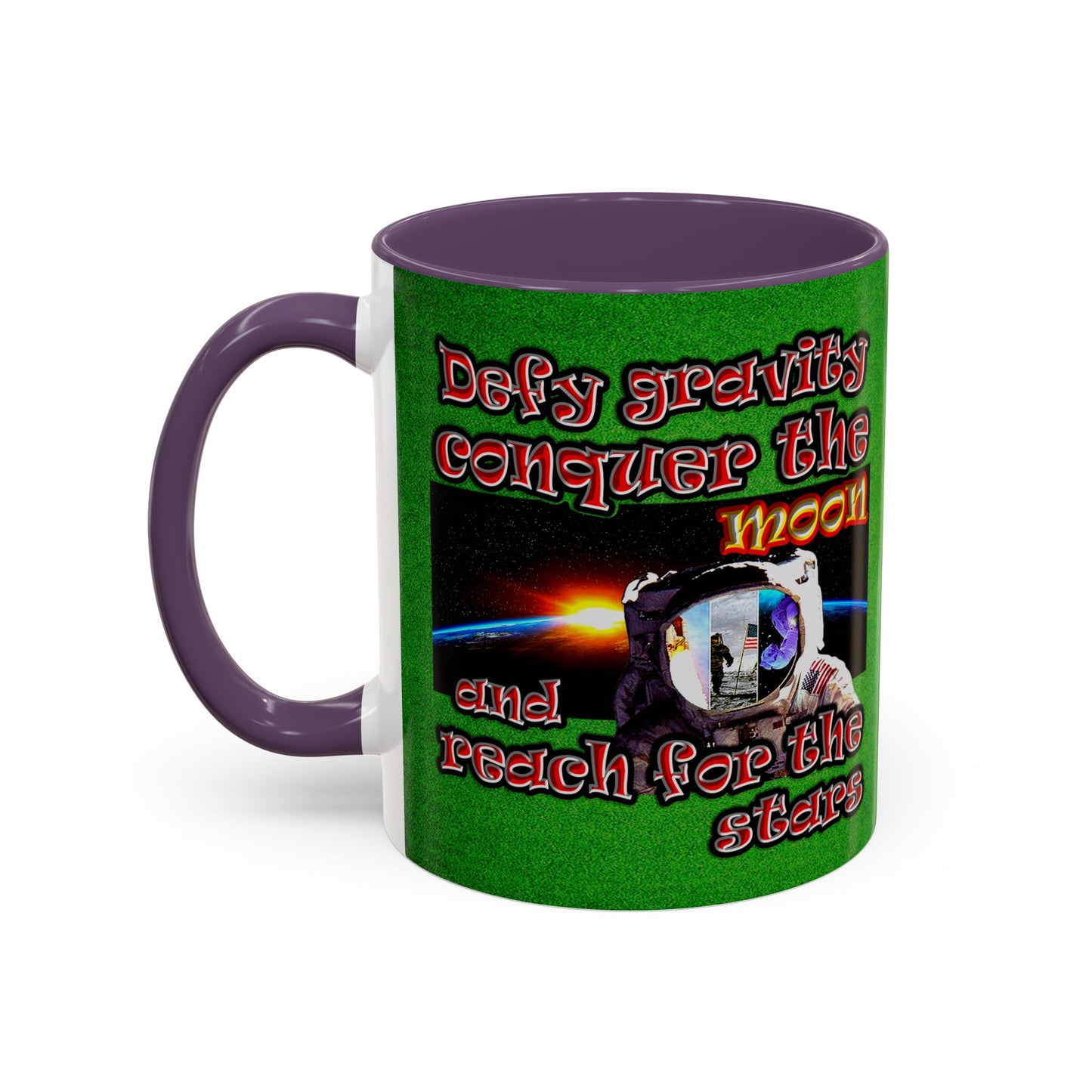 defy conquer reach - Accent Mug (green turf)