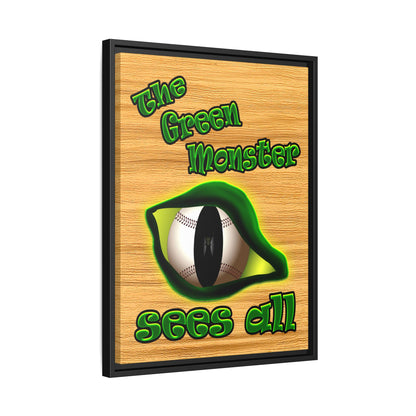 green monster - framed canvas art (butterscotch wood finish)