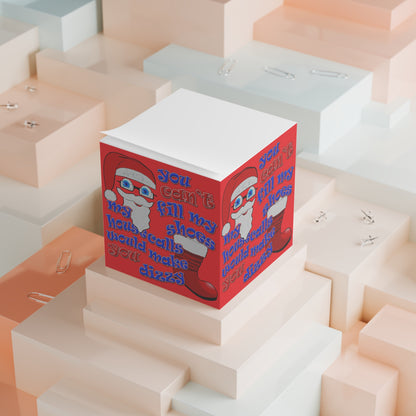 santa's shoes - note cube (red)