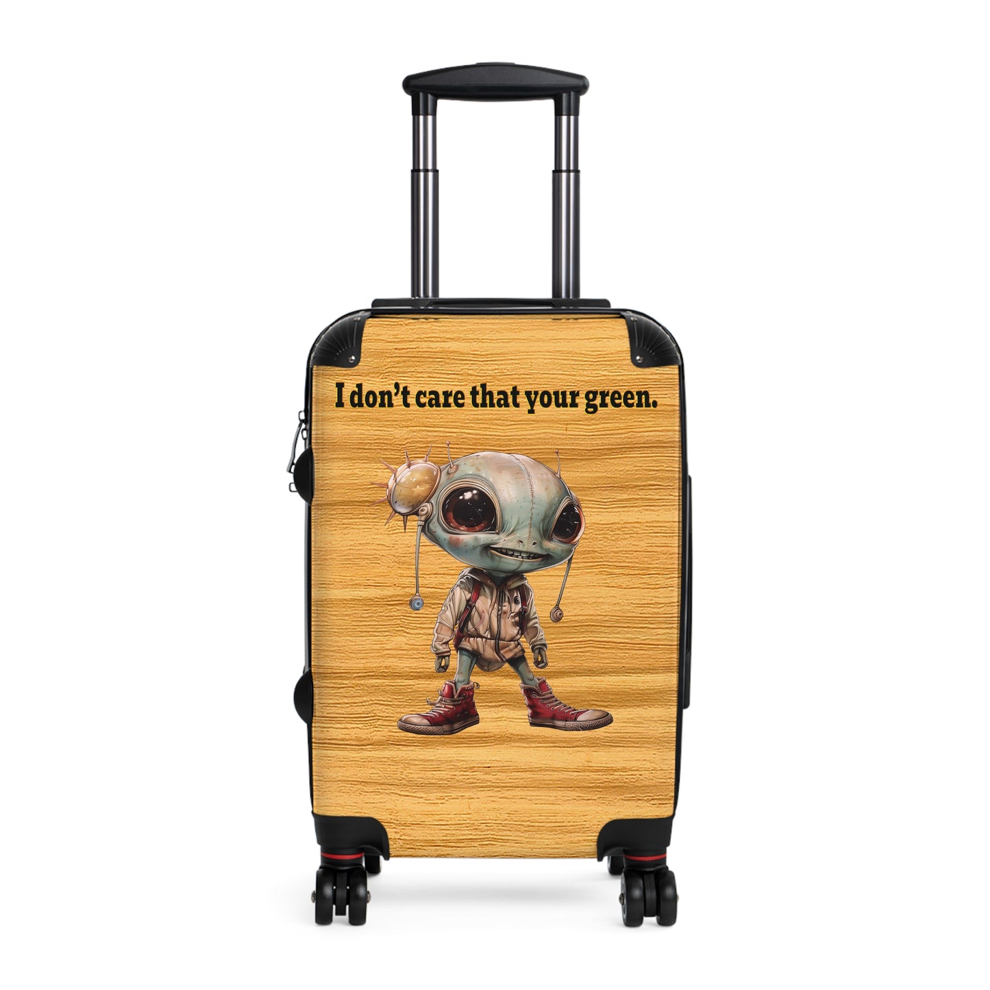 I don't care that your green - Suitcase (butterscotch wood finish)