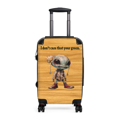 I don't care that your green - Suitcase (butterscotch wood finish)