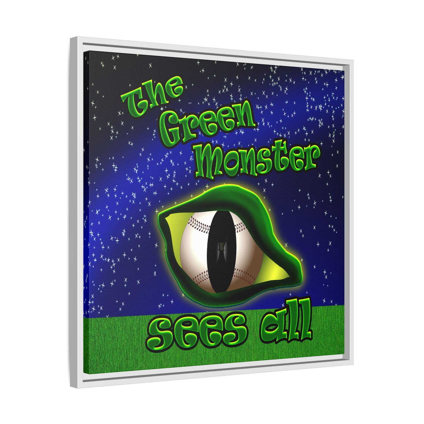green monster - framed canvas art ('snoops' background)