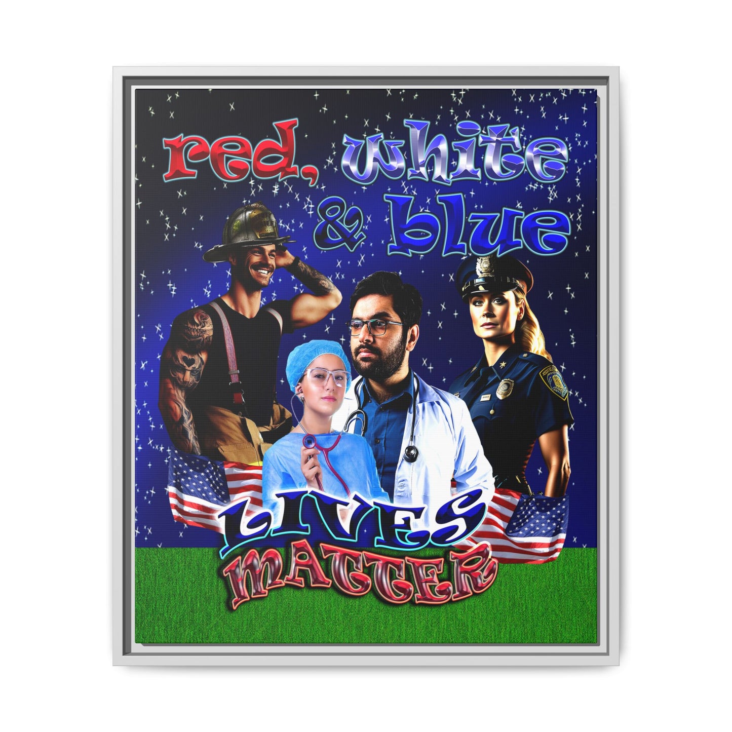 rw&b lives matter - framed canvas art ('snoops' background)