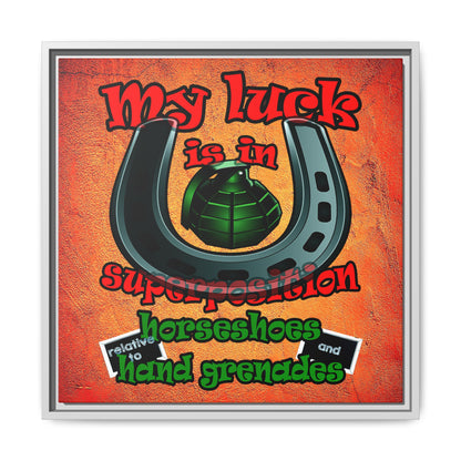 my luck - framed canvas art (burnt orange)