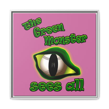 green monster - framed canvas art (light pink)