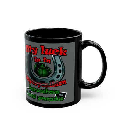 my luck - Black Mug (dark grey)