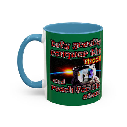 defy conquer reach - Accent Mug (dark green)