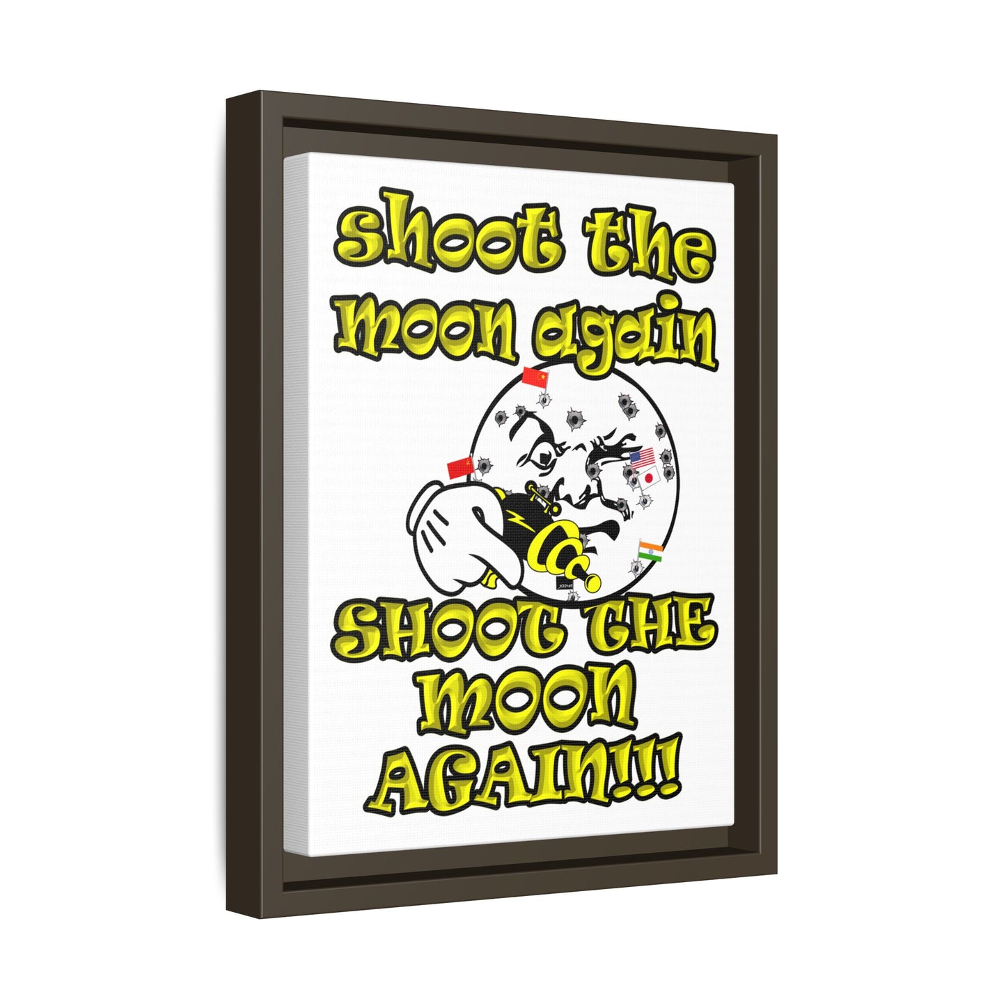 shoot the moon again - framed canvas art (white)