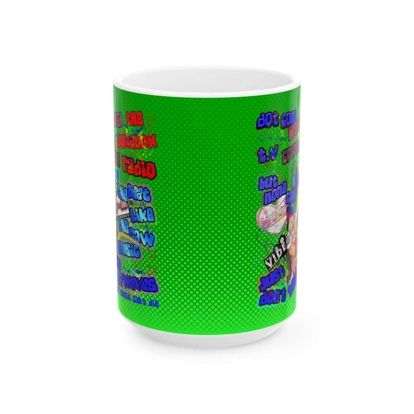drop the beat - White Mug (logo green)